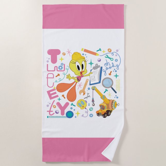Serviette De Plage BUGS BUNNY BUILDERS™| Outils de travail de TWEETY™ (Devant)