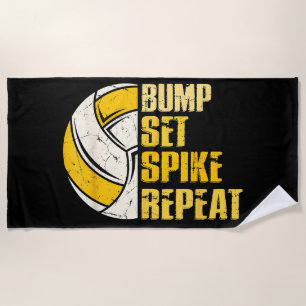 Serviette De Plage Bump Set Spike Répéter Volleyball Funny