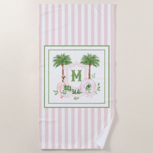 Serviette De Plage Cabana Rayures Palm Beach Monogramme Armoiries