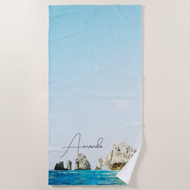 Serviette De Plage CABO San Lucas Mexique Tropical Nom personnalisé (Devant)