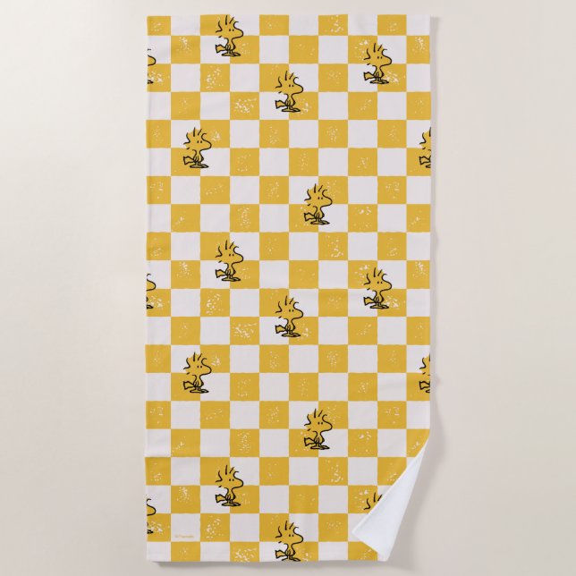 Serviette De Plage cacahuètes | Drapeau À damiers bois (Devant)