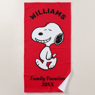 Serviette De Plage cacahuètes   Snoopy Famille Vacances