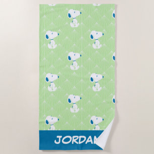 Serviette De Plage cacahuètes   Snoopy Green Deco   Ajouter Votre Nom