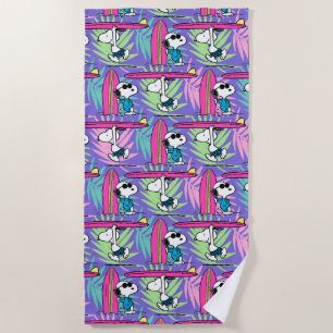 Serviette De Plage cacahuètes   Snoopy Purple Surf Motif