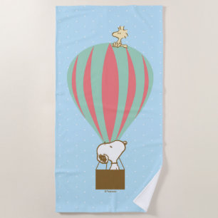 Serviette De Plage cacahuètes   Snoopy & Woodstock Hot Air Balloon