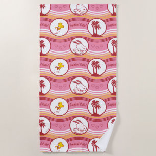 Serviette De Plage cacahuètes   Snoopy & Woodstock Tropical Cutie