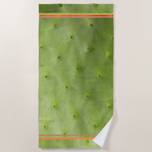 Serviette De Plage Cactus vert tropical avec les rayures faites sur