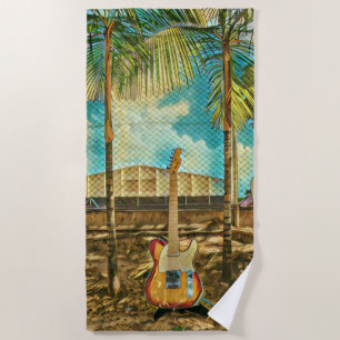 Serviette De Plage cadeau amant guitare rétro