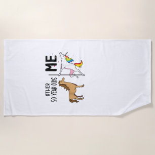 Serviette De Plage Cadeau d'anniversaire d'autres licornes de 50 ans
