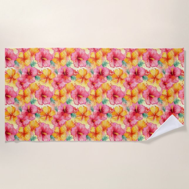 Serviette De Plage Cadeau d'anniversaire | Fleur d'Hibiscus transpare (Devant)