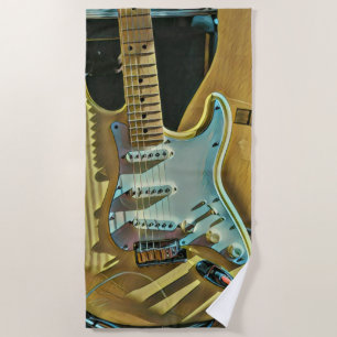 Serviette De Plage cadeau d'anniversaire guitariste vintage