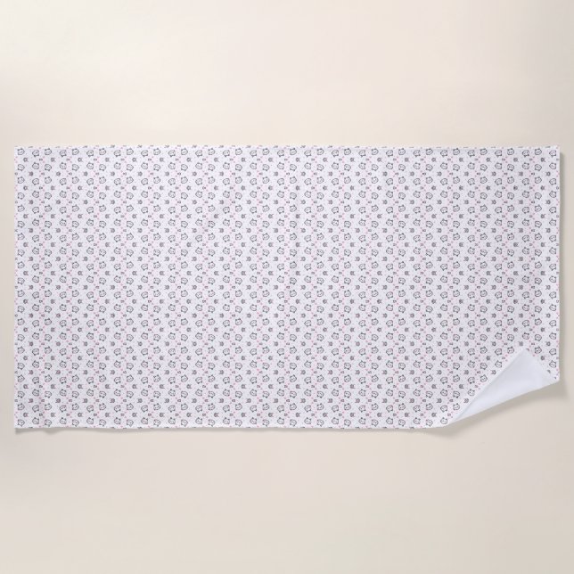 Serviette De Plage Cadeau de chat | Motif de chat mignon Arrière - pl (Devant)
