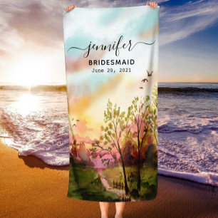 Serviette De Plage Cadeau de demoiselle d'honneur - Nom personnalisé 