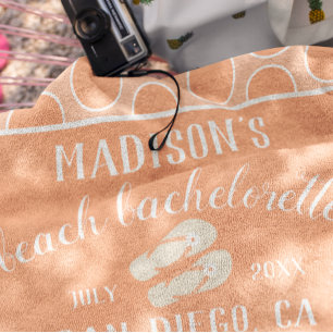 Serviette De Plage Cadeau de fête de bachelorette à pois pêche
