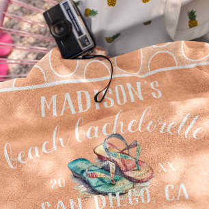 Serviette De Plage Cadeau de fête de bachelorine à pois pêche
