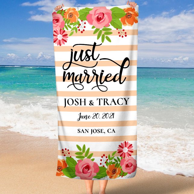 Serviette De Plage Cadeau de Fête des mariées, Lune de miel personnal (Bridal Shower Gift, Personalized Honeymoon Beach Towel)