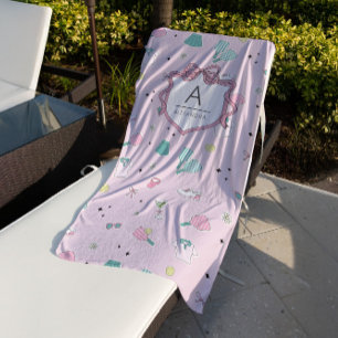 Serviette De Plage Cadeau de pickleball rose prépa avec monogramme po