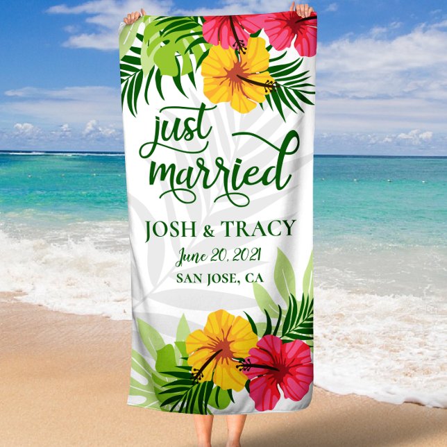 Serviette De Plage Cadeau de Remise de Mariée, Tout juste Mariés, Mon (Bridal Shower Gift, Just Married, Mr and Mrs Beach Towel)
