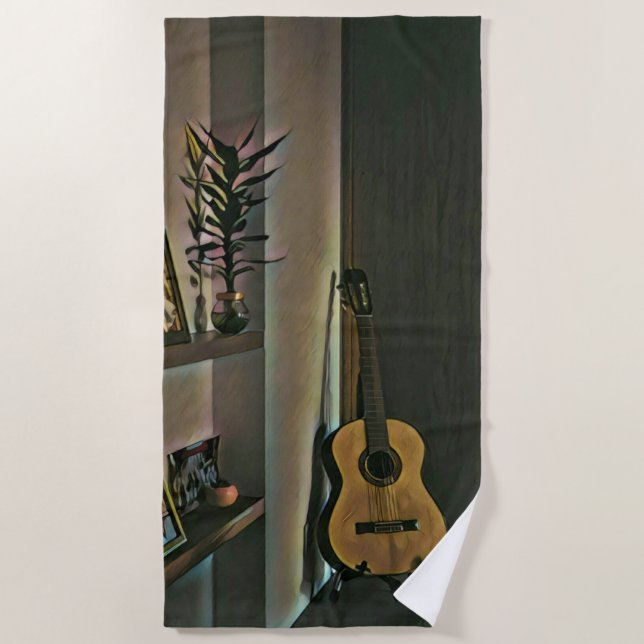 Serviette De Plage cadeau guitariste cool (Devant)