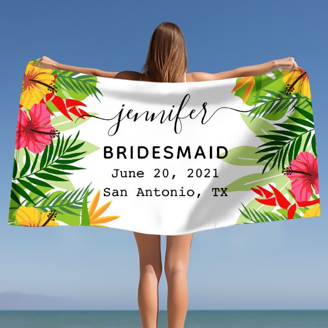Serviette De Plage Cadeau personnalisé de demoiselle d'honneur, douch (Personalized Bridesmaid Gift, Bachelorette Custom Beach Towel)