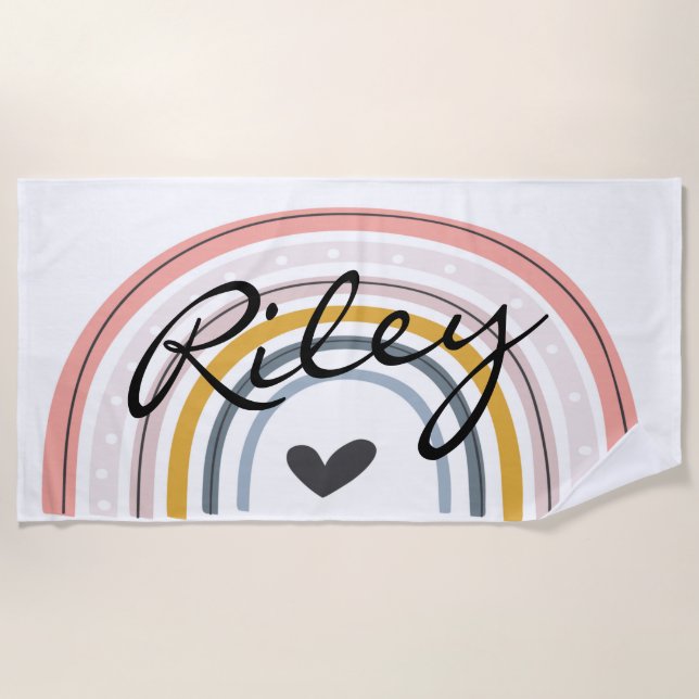 SERVIETTE DE PLAGE CADEAU PERSONNALISÉ, ENFANTS, ANNIVERSAIRE, PLAGE (Devant)