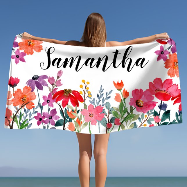 Serviette De Plage Cadeau Personnalisé Nom Fille  (Ladies Personalized Name Girl Beach Towel)