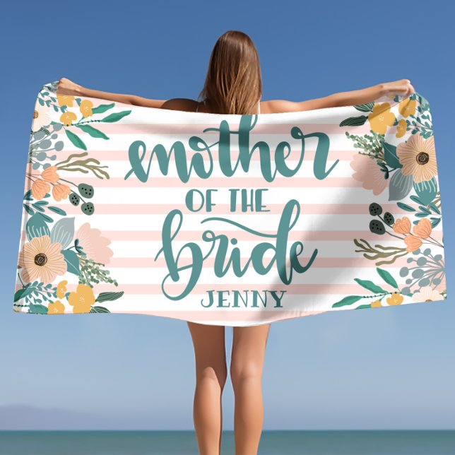 Serviette De Plage Cadeau personnalisé pour la mère de la mariée (Mother of the Bride Bachelorette Personalized  Beach Towel)