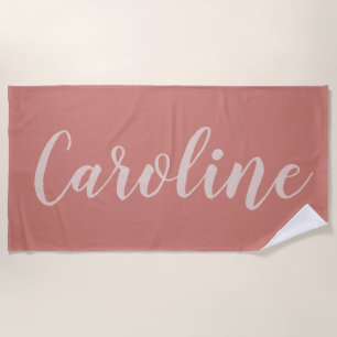 Serviette De Plage Calligraphie minimaliste en terre cuite personnali