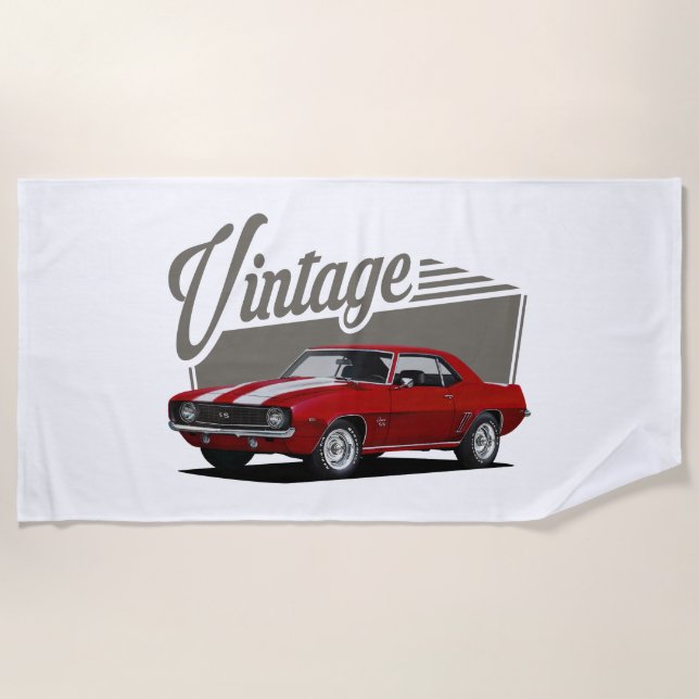 Serviette De Plage Camaro rouge Vintage (Devant)