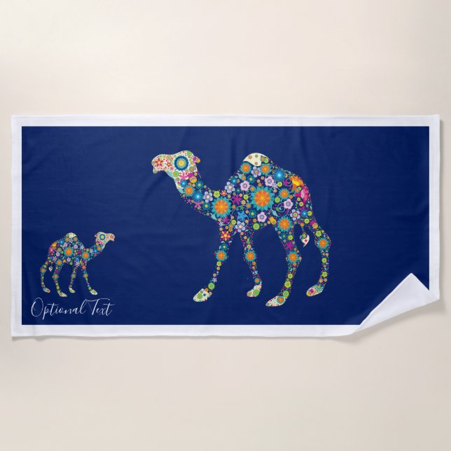 Serviette De Plage Camel aux fleurs colorées (Devant)