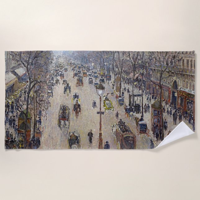 Serviette De Plage Camille Pissarro - Boulevard Montmartre, matin (Devant)