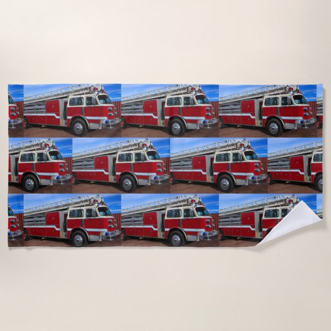 Serviette De Plage Camion-feu rouge horizontal (Devant)