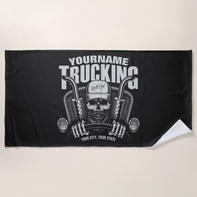 Serviette De Plage Camionnage personnalisé Camionneur de crâne Camion (Devant)