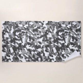 Serviette De Plage Camouflage blanc gris Motif d'impression