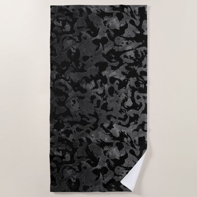 Serviette De Plage Camouflage moderne Camo-noir et gris foncé (Devant)