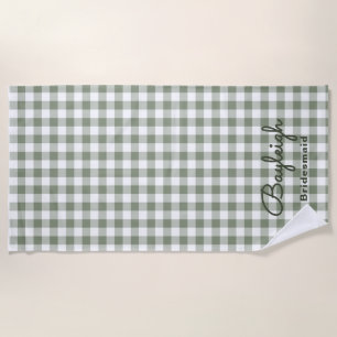 Serviette De Plage Camping Green À damiers Bridesmaid