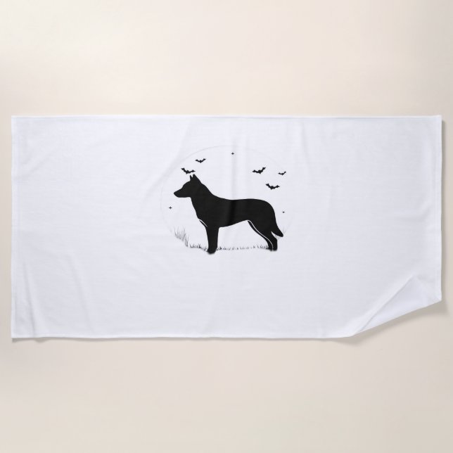 Serviette De Plage Canaan Chien - Halloween Lune Silhouette Classique (Devant)
