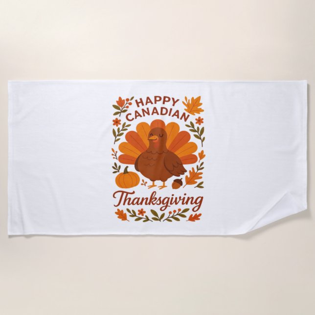 Serviette De Plage Canadian Thanksgiving Automne Celebration Classiqu (Devant)