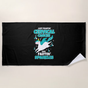 Serviette De Plage Cancer du col de l'utérus Licorne drôle qui péte d