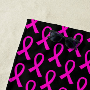 Serviette De Plage Cancer du sein Motif à ruban rose chaud