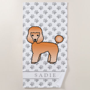 Serviette De Plage Caniche Jouet Abricot Chien de Dessin Animé Mignon