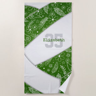 Serviette De Plage canicules en plumes d'artsy volleyball boho vert