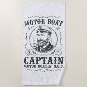 Serviette De Plage Capitaine de bateau à moteur drôle Pontoon bateau