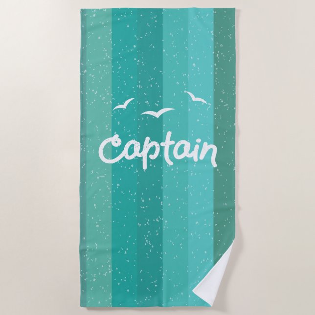 Serviette De Plage Capitaine du navire Nautical Blue Striped Striped (Devant)