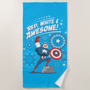 Serviette De Plage Captain America "Rouge, Blanc et Incroyable !"