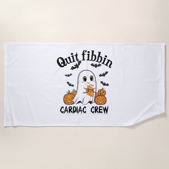 Serviette De Plage Cardiac Crew Funny Boo-Ghost Citrouille (Devant)