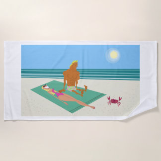 Serviette De Plage Caricature bête et colorée