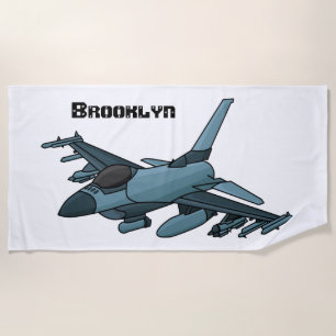 Serviette De Plage Caricature d'avion de chasse militaire