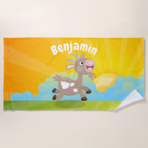 Serviette De Plage Caricature de chèvre billy joyeux