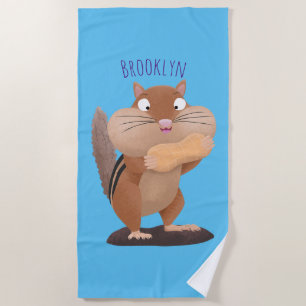 Serviette De Plage Caricature de chipmunk à grosses joues mignonnes